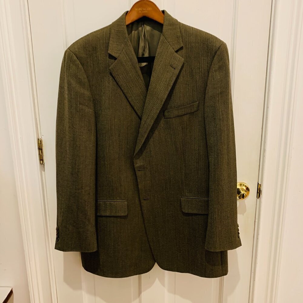 VTG Burberry's Herringbone Wool Sport Coat Jacket Blazer Men Sz 44 Long Union